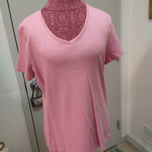 New Croft & Barrow Rosebloom V-Neck Classic Tee Woman's Size XL